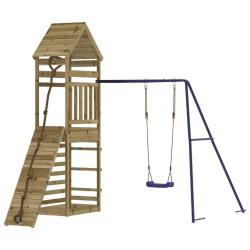 Aire de jeux d'ext&eacute;rieur balan&ccedil;oires toboggan portiques robuste jeux jardin 245 x 257 x 264 cm bois