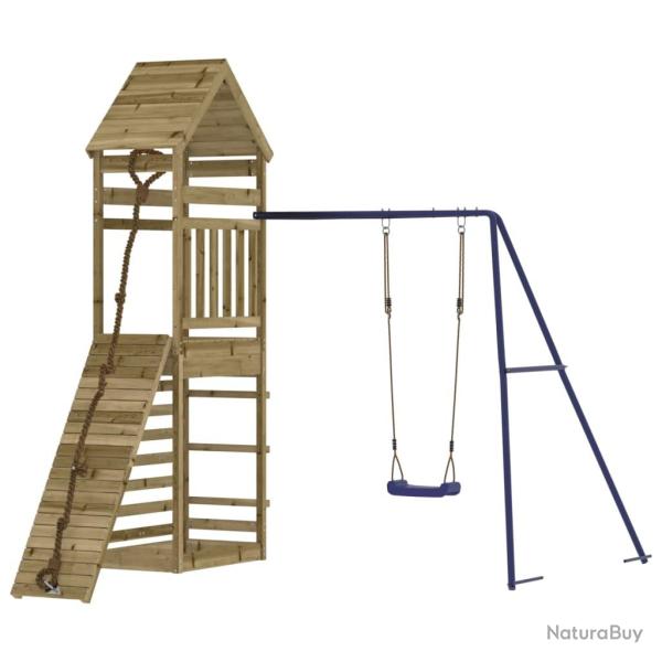 Aire de jeux d'ext�rieur balan�oires toboggan portiques robuste jeux jardin 245 x 257 x 264 cm bois