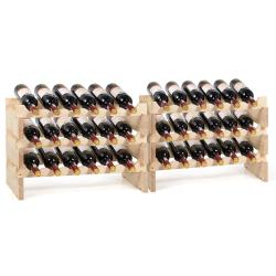 Casier &agrave; vin empilable 63,2 x 28 x 85,5 cm 36 bouteilles capacit&eacute; ajustable design moderne en bois