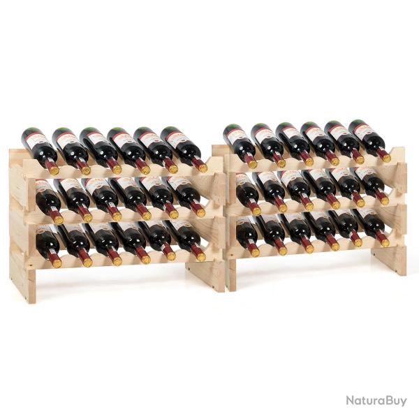 Casier � vin empilable 63,2 x 28 x 85,5 cm 36 bouteilles capacit� ajustable design moderne en bois