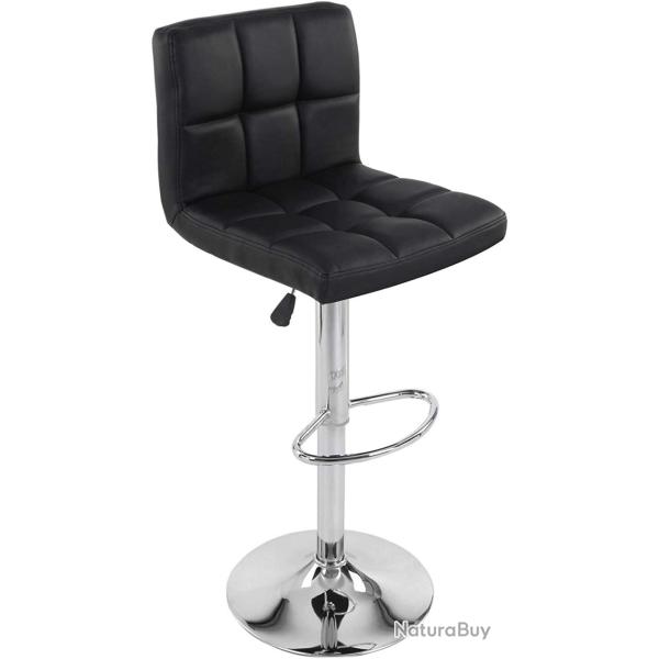 Lot de 2 chaises tabourets de bar rotatif noir 12_0000054