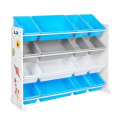 &Eacute;tag&egrave;re pour jouets meuble de rangement pour enfant organisateur avec 16 coffres amovibles en plast