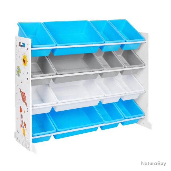 �tag�re pour jouets meuble de rangement pour enfant organisateur avec 16 coffres amovibles en plast