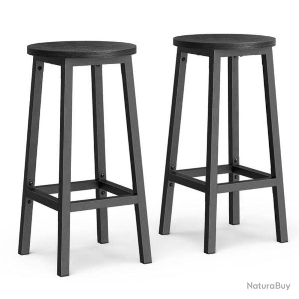 Tabourets hauts lot de 2 chaises de bar si�ge de cuisine cadre en acier hauteur 65 cm montage facil