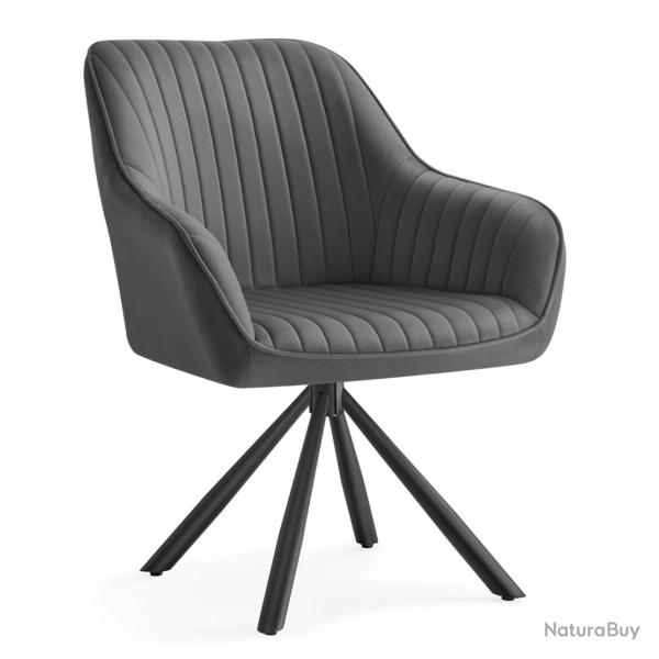 Chaise salle � manger fauteuil pivotant velours rembourr�e avec accoudoirs charge 120 kg pieds acie