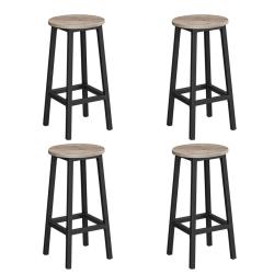 Lot de 3 tabourets de bar si&egrave;ge de cuisine cadre en acier hauteur 65 cm montage facile style indust