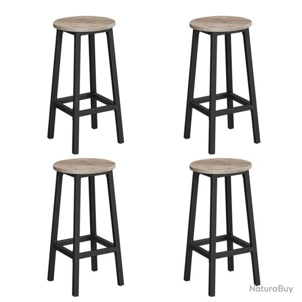 Lot de 3 tabourets de bar si�ge de cuisine cadre en acier hauteur 65 cm montage facile style indust