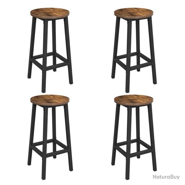 Tabourets hauts lot de 4 chaises de bar si�ge de cuisine cadre en acier hauteur 65 cm montage facil