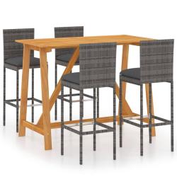 Ensemble de bar de jardin avec coussins 5 pi&egrave;ces gris 02_0013461