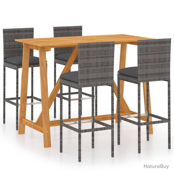 Ensemble de bar de jardin avec coussins 5 pi�ces gris 02_0013461
