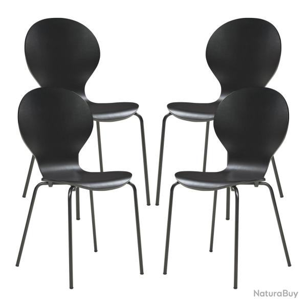Lot de 4 chaises de salle � manger 85 x 48 x 50 cm moderne design robuste noir 03_0009820