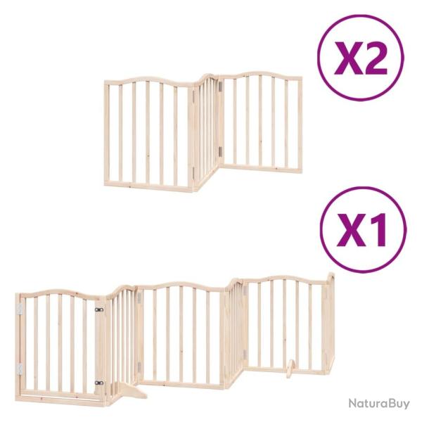 Barri�re de s�curit� pour chien animaux de compagnie porte pliable 12 panneaux bois de peuplier mar