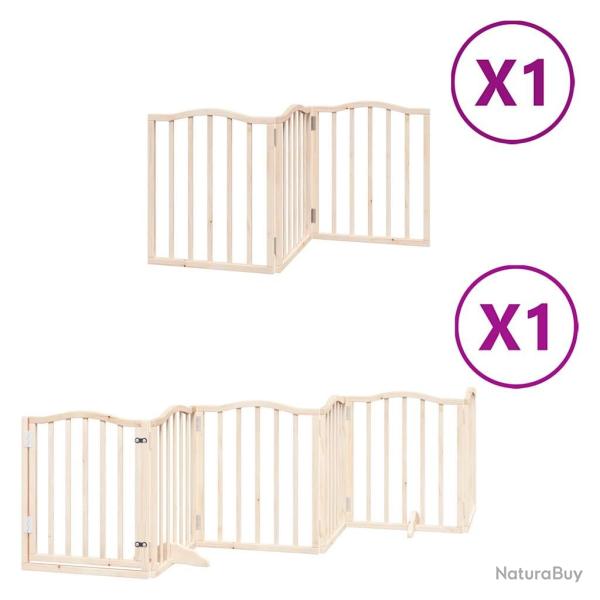 Barri�re de s�curit� pour chien animaux de compagnies avec porte pliable 9panneaux bois peuplier ma