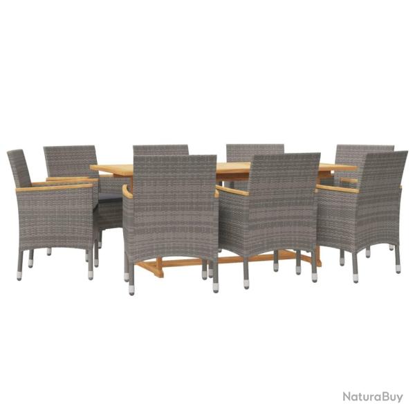 Ensemble de salle � manger de jardin meuble ext�rieur 9 pi�ces avec coussins gris 02_0014071