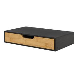 &Eacute;tag&egrave;re design intemporel salon chambre meuble de rangement murale avec tiroir bambou 40 x 24 x 8 c