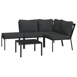 Salon de jardin meuble d'ext&eacute;rieur ensemble de mobilier 5 pi&egrave;ces avec coussins gris acier 02_0016379