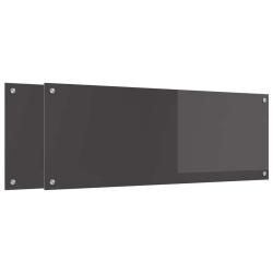 Lot de 2 dosserets de cuisine thermor&eacute;sistants design moderne 110 x 40 cm en verre tremp&eacute; gris fonc