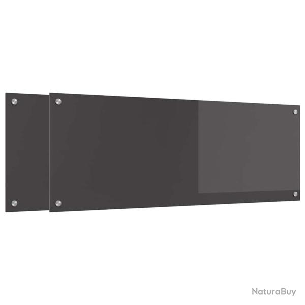 Lot de 2 dosserets de cuisine thermor�sistants design moderne 110 x 40 cm en verre tremp� gris fonc