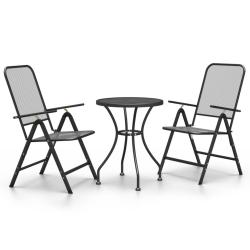 Mobilier &agrave; d&icirc;ner salon de jardin 3 pi&egrave;ces maille m&eacute;tal anthracite 02_0014753