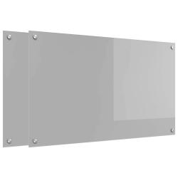 Lot de 2 dosserets de cuisine modernes 100 x 60 cm thermor&eacute;sistants &eacute;l&eacute;gants en verre tremp&eacute; gris c
