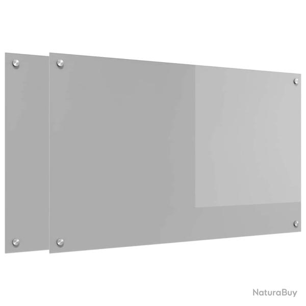 Lot de 2 dosserets de cuisine modernes 100 x 60 cm thermor�sistants �l�gants en verre tremp� gris c