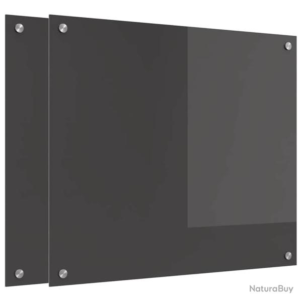 Lot de 2 cr�dences de cuisine moderne �pur�es 70 x 60 cm thermor�sistantes en verre tremp� gris fon