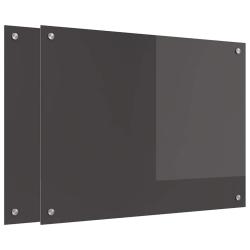 Lot de 2 dosserets de cuisine modernes &eacute;pur&eacute;s 80 x 60 cm en verre tremp&eacute; gris fonc&eacute; 02_0056243