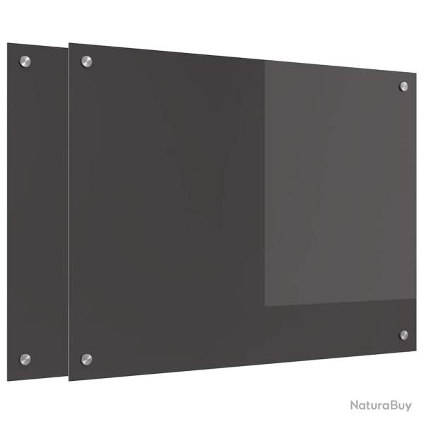 Lot de 2 dosserets de cuisine modernes �pur�s 80 x 60 cm en verre tremp� gris fonc� 02_0056243