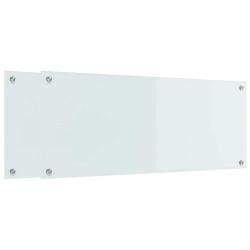 Lot de 2 dosserets de cuisine thermor&eacute;sistants modernes 100 x 40 cm en verre tremp&eacute; blanc 02_0056291