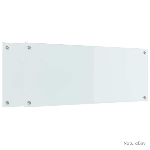 Lot de 2 dosserets de cuisine thermor�sistants modernes 100 x 40 cm en verre tremp� blanc 02_0056291