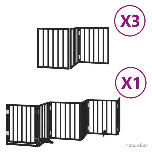 Barri�re de s�curit� pour chien animaux de compagnie porte pliable 15panneaux bois peuplier noir 02