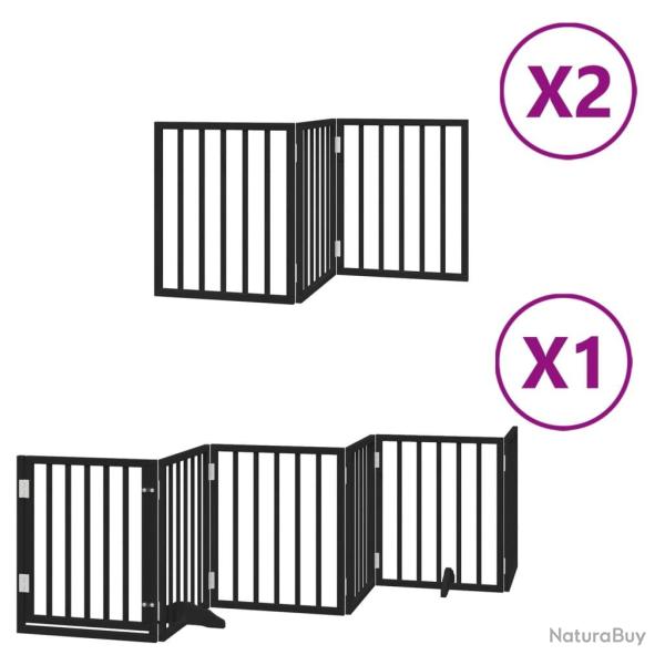 Barri�re de s�curit� pour chien animaux de compagnie porte pliable 12 panneaux bois peuplier noir 0