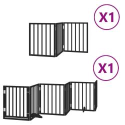 Barri&egrave;re de s&eacute;curit&eacute; pour chien animaux de compagnie porte pliable 9 panneaux bois peuplier noir 02