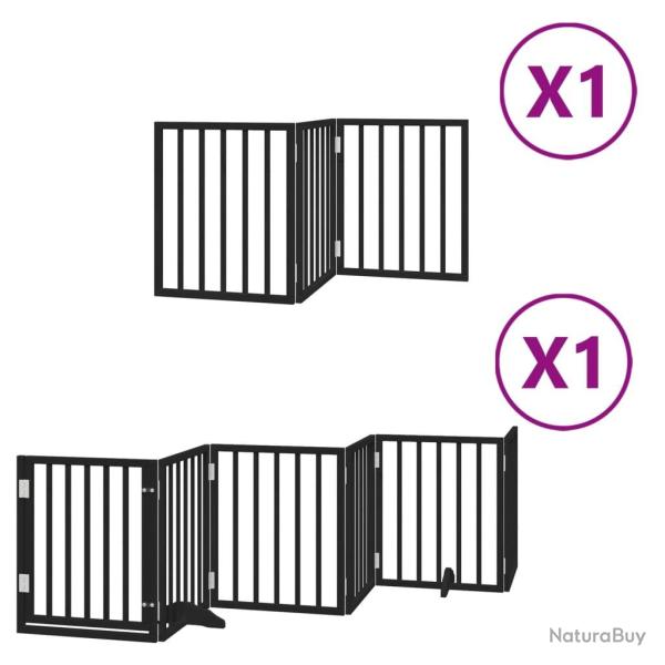 Barri�re de s�curit� pour chien animaux de compagnie porte pliable 9 panneaux bois peuplier noir 02