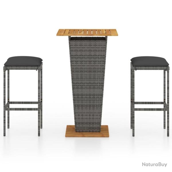 Ensemble de bar de jardin 3 pi�ces et coussins r�sine tress�e gris 02_0013365