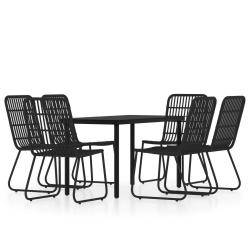 Ensemble de salle &agrave; manger de jardin meuble ext&eacute;rieur 7 pi&egrave;ces noir 02_0014040