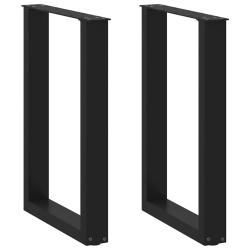 Lot de 2 pieds de table &agrave; manger en U 50 x 72-73 cm avec niveleurs style moderne en acier noir 02_0