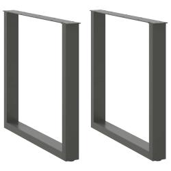 Lot de 2 pieds de table &agrave; manger en U 80 x 72-73 cm avec niveleurs r&eacute;glables design moderne en acie