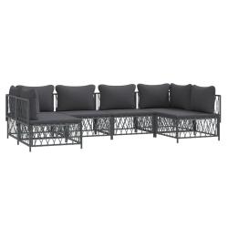 Salon de jardin meuble d'ext&eacute;rieur ensemble de mobilier avec coussins 6 pi&egrave;ces anthracite acier 02_