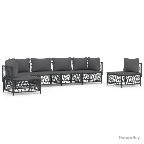 Salon de jardin meuble d'ext�rieur ensemble de mobilier avec coussins 6 pi�ces anthracite acier 02_