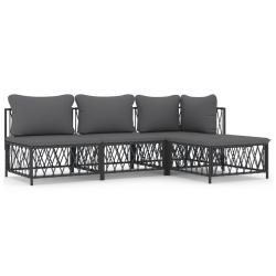Salon de jardin meuble d'ext&eacute;rieur ensemble de mobilier avec coussins 4 pi&egrave;ces anthracite acier 02_