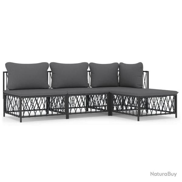 Salon de jardin meuble d'ext�rieur ensemble de mobilier avec coussins 4 pi�ces anthracite acier 02_