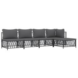 Salon de jardin meuble d'ext&eacute;rieur ensemble de mobilier avec coussins 5 pi&egrave;ces anthracite acier 02_
