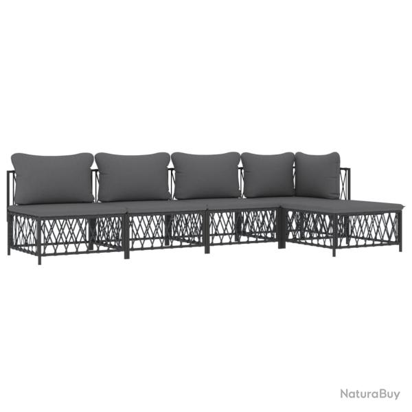 Salon de jardin meuble d'ext�rieur ensemble de mobilier avec coussins 5 pi�ces anthracite acier 02_