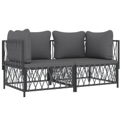 Salon de jardin meuble d'ext&eacute;rieur ensemble de mobilier avec coussins 2 pi&egrave;ces anthracite acier 02_
