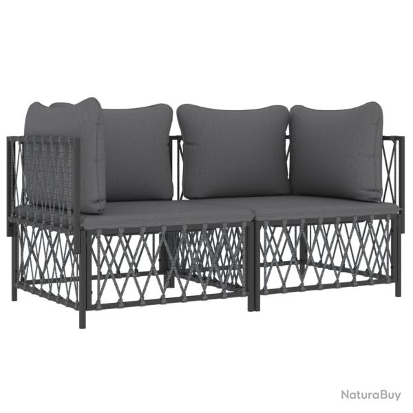 Salon de jardin meuble d'ext�rieur ensemble de mobilier avec coussins 2 pi�ces anthracite acier 02_