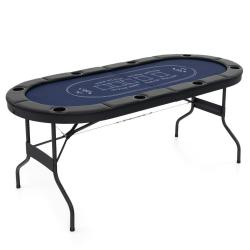 Table de poker pliable 182 x 82 x 75 cm pour 8 joueurs surface feutre luxe rebords rembourr&eacute;s en bl