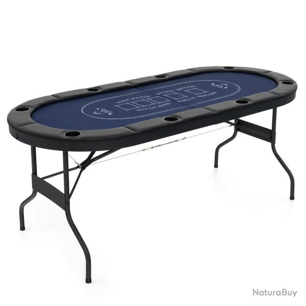 Table de poker pliable 182 x 82 x 75 cm pour 8 joueurs surface feutre luxe rebords rembourr�s en bl