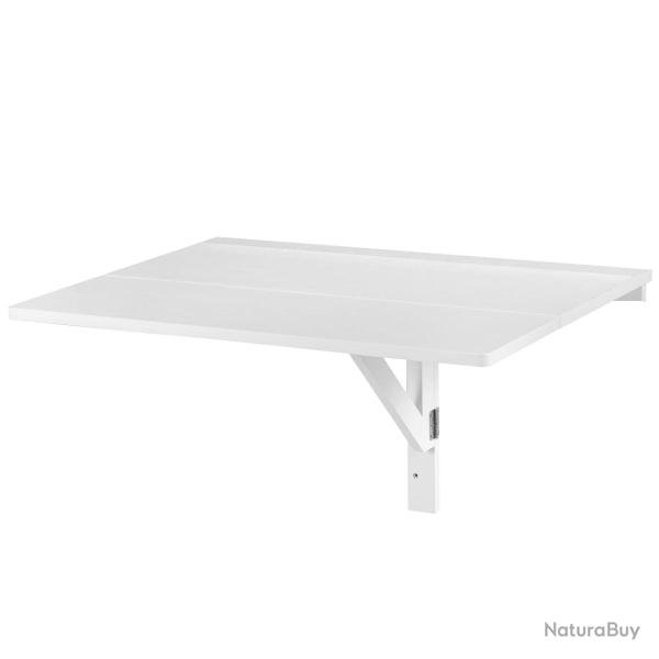 Table murale rabattable 80 x 60 x 45 cm gain de place simple et pratique en MDF blanc 20_0013984