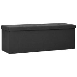 Banc banquette de rangement pliable noir faux lin 02_0010838